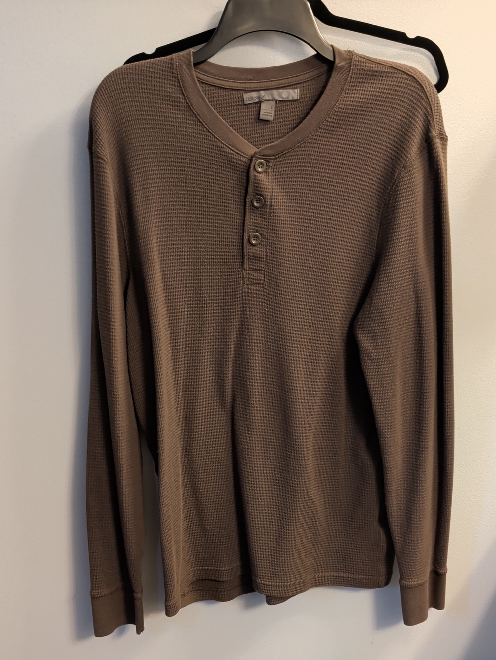 🍉Old Navy Men's Waffle Henley Crewneck - Brown